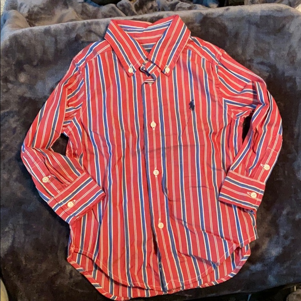 Polo button-down striped long sleeved shirt